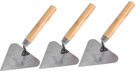 jojofuny 3piezas Paleta De Albañilería Triangular De Acero Inoxidable Con Mango De Madera Llana Para Construcción Espátula De Albañil Para Uso Proyectos De Obra