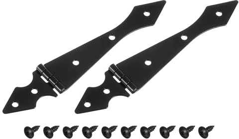 QUARKZMAN 2Pcs Cerniere A Cinghia, 5.7 Inch Cerniere Porta Capannone Cerniere Cancello Pesanti Cerniere A T Con Viti Per Recinti In Legno Porte Cortile Porta Fienile, Nero