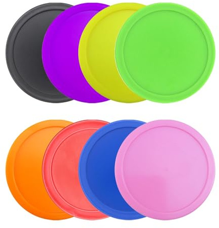 Air Hockey Pucks | 8x Multicolor Round Pucks | färgdesign, sporttillbehör för spelrummet