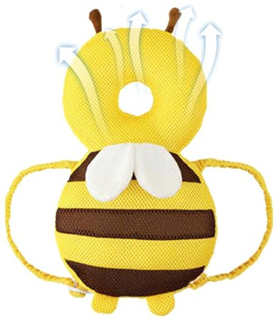 Protector de cabeza de bebé | Almohadilla de seguridad de protección para la cabeza de abeja amarilla | Almohadillas de seguridad de protección para el aprendizaje del bebé, caminar y gatear |