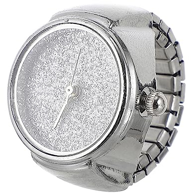WOFASHPURET Ringuhr Damen Und Herren Glitzerring Uhr Quarzwerk Silberfarbener Fingerring Uhr Schmuck Geschenk Geburtstag Und Neujahr
