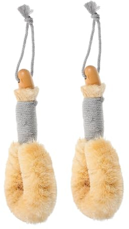 Pack Griff Körperbürste aus Sisal und Holz für Badewanne | Natürliche Faser, Beige Ausführung, Ergonomischer Griff, 2 Stück, für Haus und Fitnessstudio