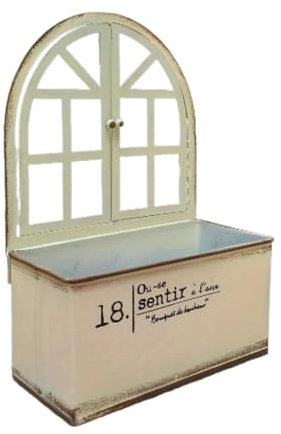 Baoblaze Metallwand Pflanzer rustikaler Wandvase Eisen Vintage Eimer Anlagenhalter für Bürolandtischtisch im Innenbereich im Freien, Beigeweiß