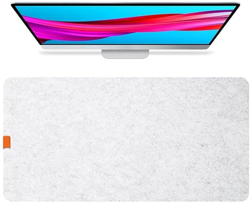 Schreibtischunterlage aus Filz fürs Büro, Große Filz-Schreibtischunterlage, Gaming-Mauspad, Tastatur-Mauspad, Laptop-Abdeckung(White,120x60cm)