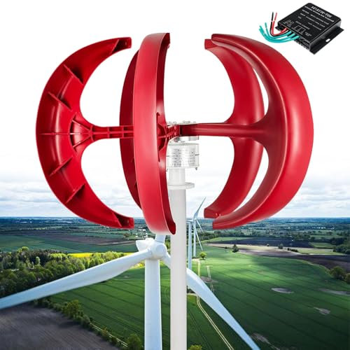 MESOVFCA Generatore Eolico Verticale Silenzioso da 12000 W, Kit generatore Eolico Verticale da 12 V, 24 V, 48 V, 110 V, 220 V con Controller per Uso Domestico residenziale, Red48V