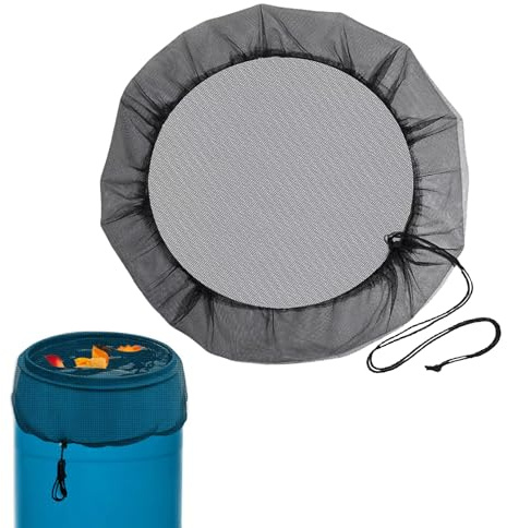 Red para barriles de lluvia, 95 cm, cubierta con cordón, red de protección ajustable para barril de lluvia, mosquitos, protección contra insectos y larvas de mosquitos