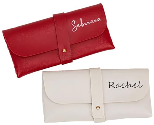 MEIEG Personalisiertes Brillenetui Aus Leder, Individuelles Sonnenbrillenetui Mit Namen, Modischer Brillenhalter, Hochzeitsgeschenk Für Brautjungfern