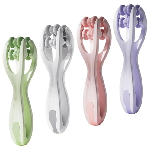 4 massaggiatori per le mani per rilassamento muscolare, massaggiatore a mano, rullo con manico su entrambi i lati, con manico per massaggiare i punti di pressione a mano, artrite e dolore alle dita