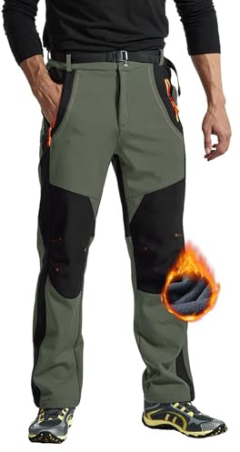 Rdruko Skihose Herren Wasserdicht Softshellhose Wanderhose Warm Thermohose | Gefüttert Winterhose Schneehose Outdoorhose Snowboardhose Winter Trekkinghose mit Gürtel für Skifahren Wandern Fahrrad