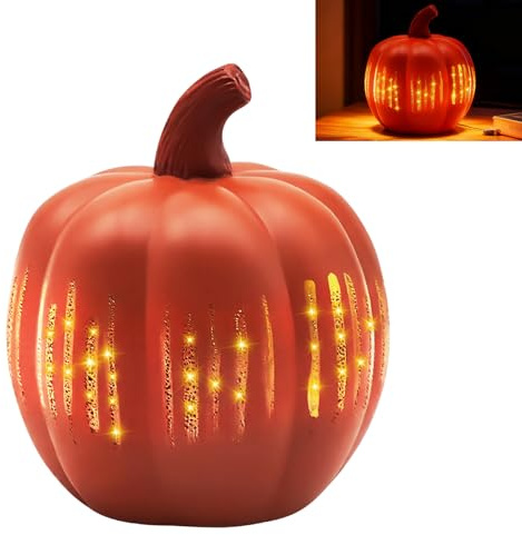 TNSLAND Decoración de Calabazas Halloween como Luces Halloween Exterior Pumpkin Decoration Otoñal para Interiores o Jardín Farolillo Decoración Luminosa de Calabaza para Dormitorio