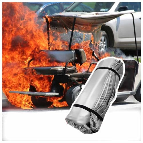 Couverture Anti-feu Pour Voiture Et Extincteur – Grande Couverture Anti-incendie En Fibre De Verre Pour Véhicules Électriques Et À Carburant Accidentés – Avec Sac De Transport(6x8 m/19.6x26 ft)