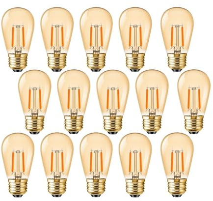 JrEam 15 lampadine Vintage E27 E26 S14 ST45 1W 2200K Ambra filamento LED di Ricambio 220V 110V(15PCS Bulbs_E27 220V_Yes_1W)