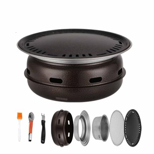 Barbecue portatile a carbonella senza fumo, 38,1 cm, multifunzione, in acciaio inox, per casa, spiaggia e feste, soluzione perfetta per cucinare all'aperto
