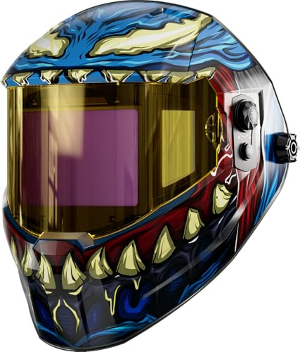 ANDELI Automatik Schweißhelm mit Digitalfilter-183x81mm Panorama True Color | Digitalfilter, USB-C/Solar, 1/30000s,DIN 4/5-9/9-13 mit 4 Sensoren –MIG/MAG/WIG/E-Hand, Schleifen/Schneiden, als Schweisshelm