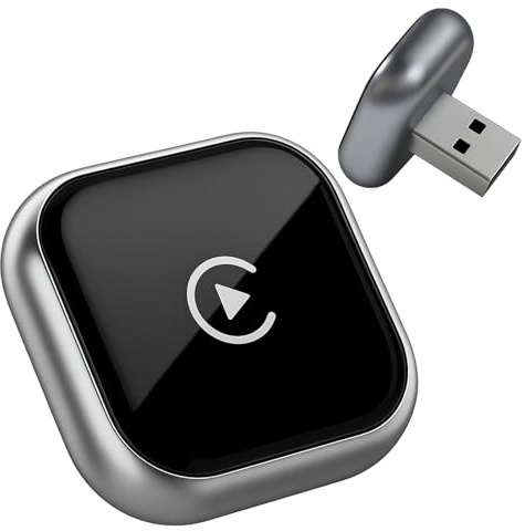 2-in-1 Wireless CarPlay and Android Auto Adapter - Mini Plug & Play USB Dongle, Compatible with Cars from 2016+, Stable Connection, Ultra Compact Design (Silver)
