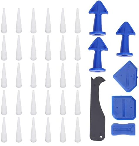 NDNCZDHC Kit di Strumenti per calafataggio con ugelli, Ugelli in Silicone Piastre Raschietto Set di Strumenti calafataggio e Finitura per Lavello del Pavimento del Bagno