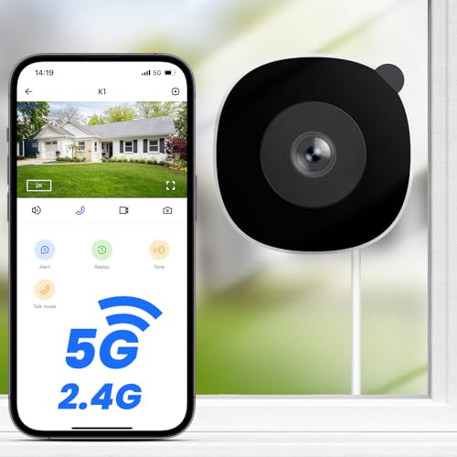 INFIYA 2K Window Security Camera - 5GHz Indoor Camera for Home Security, K1 | Dual Band WiFi, Human Detection, Night Vision, Anti-Glare, Anti-Reflection through Window, 24/7 Recording, TF Card Storage