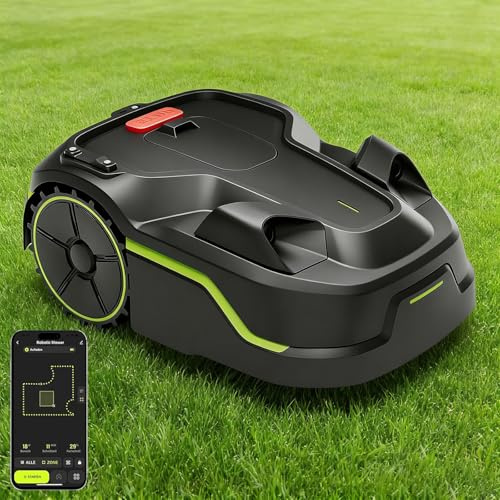 WEIMILOR Cordless robotic lawnmower with perimeter wire, recommended for 500 m², max. 600-800 m², Vision robotic lawnmower, AI automatic mapping, virtual boundary, multi-zone management