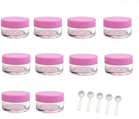 TRIXES 11 X 10 ml Potes de Viaje con 6 Cucharas para Cosmética Crema Maquillaje Brillo Balsámico