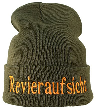 Baddery Jäger Beanie - „Revieraufsicht“ - Bestickte Strickmütze | Warme Wintermütze für Herren & Damen
