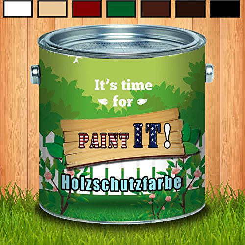 Paint IT! Holzschutzfarbe langzeit Wetterschutzfarbe traditionell angefertiger Holzschutz in Weiß Beige Schweden-rot Grün Dunkelbraun Rotbraun Schwarz Dauerschutzfarbe (20 L, Weiß)