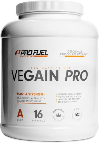 Weight Gainer CHOCOLATE HAZELNUT 2,2kg Mass Gainer - 100% vegan - komplexe Kohlenhydrate + hochwertiges veganes Protein - leckerer Geschmack - ohne Soja oder Maltodextrin - laborgeprüft