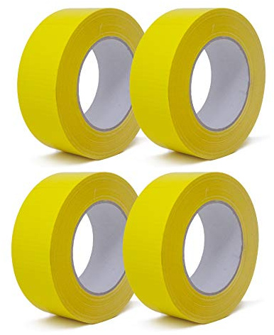 gws tapes 4 Rollen Gelb Gewebeklebeband gelb, extra stark haftendes Panzerband zum Bündeln und Fixieren, Duct Tape - Gaffer Band in verschiedenen Farben, Länge 50 m x 44 mm