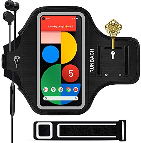 RUNBACH Running Armband for Google Pixel 10/10 Pro/10a/9/9 Pro/9a/8/7/6/6 Pro/5a/4XL/3a XL/3 XL, Running Exercise Case with Card Slot for Pixel (Black)