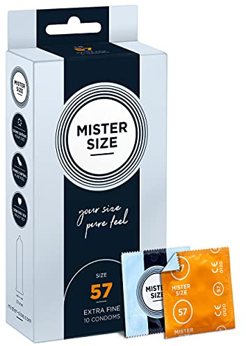MISTER SIZE Kondome gefühlsecht hauchzart 57mm im 10er Pack/extra dünn & extra feint/Kondom aus 100% Naturkautschuk-Latex in deiner Größe L - XL/natural feeling 10er Condome Packung