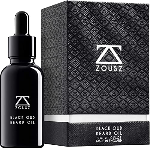 ZOUSZ Black Oud Bartöl für Männer, Feuchtigkeitscreme und Spülung für den Bart, nicht fettendes ätherisches Bartpflegeöl, Wachstumsförderer, natürlich, Geschenk für Männer, 1 Fl Oz Tropfflasche.