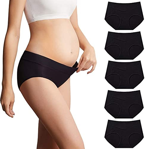 Mama Cotton Under The Bump Mammatrosor för kvinnor, graviditet, efter födseln, moderskap, multipack med underkläder, S