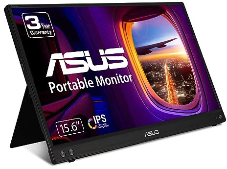 ASUS ZenScreen - Monitor portatile da 15,6 1080P (MB16ACV), Full HD, IPS, Eye Care, senza sfarfallio, filtro luce blu, cavalletto, alimentazione USB-C, per laptop, PC, telefono, console, superficie