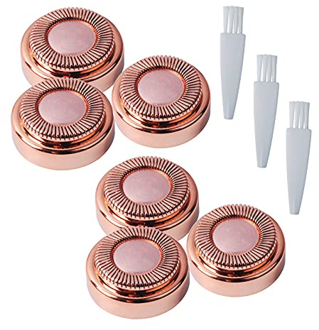 Poweka Ersatzköpfe kompatibel mit Flawless Hair Remover | Gesichts-Haarentferner Ersatzklingen für Lippen, Kinn, Wangen und Koteletten 6 Stück.