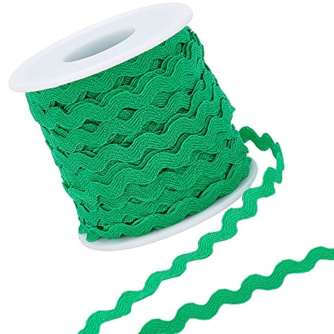 GORGECRAFT 27 Yard / 25 m Rick Rack Trim Ribbon Wave Nähen Biegen Fransen Trim 5 mm / 0.2 Zoll Zum Nähen von Blumen Machen Hochzeit Spitzenband Handwerk (Grün)