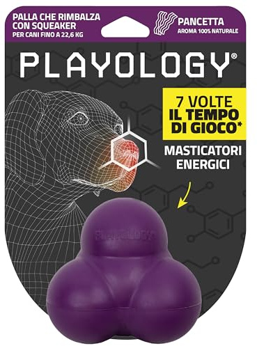 Playology SprungQuietschball für große Hunde (ab 16 kg) | Abwechslungsreiches Kauspielzeug aus Gummi | Natürliches Speckaroma | Ausgeprägter Kautrieb | Interaktiv + schadstofffreie Materialien