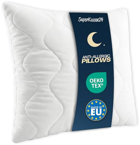 SuperKissen24. Oreillers en Microfibre 80x80 cm avec Garnissage Fibre Polyester - Hypoallergenique Oreillers Dodo - Coussin de Canapé Decoratif - Good Sleep Blanc