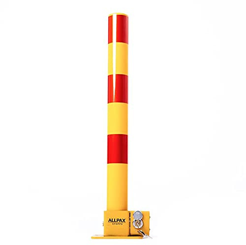 Allpax Absperrpfosten, umlegbar, abschließbar, Höhe 600 mm, Stahl, Ø 6 cm, gelb-rot