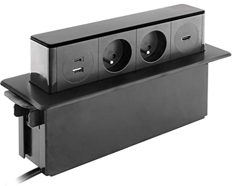 Bloc multiprise encastrable 2X 16A 2P+T + 2 Ports USB INOX - Otio