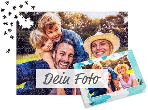 puzzleYOU Fotopuzzle selbst gestalten - Fotopuzzle 1000 Teile, Schachtel-Design Weltkarte - Puzzle mit eigenem Bild erstellen - 1000 Teile Puzzle individuell Bedrucken