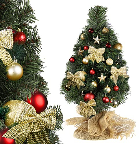 KADAX Árbol de Navidad Artificial de 40 cm, Pequeño Mini Abeto Con 46 Ramas, Mesa de Árbol Con Yute, Lámina de PVC (Laus 40 cm)