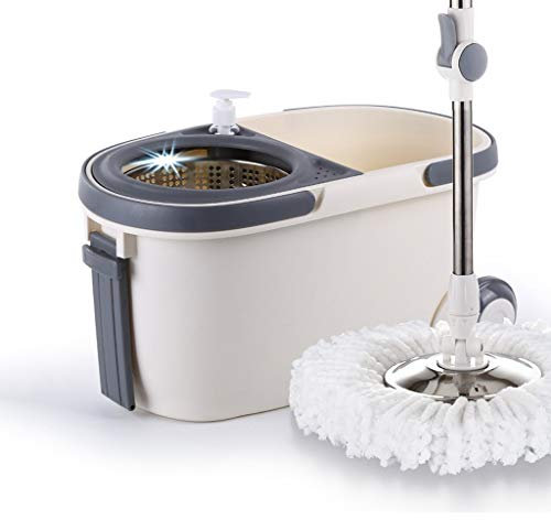 Fregona giratoria de 360 Grados para el hogar, Cubo Giratorio para fregona sin Agua, Lavado a Mano húmedo y seco, fregona automática de Doble Uso, fregona Perezosa Seca