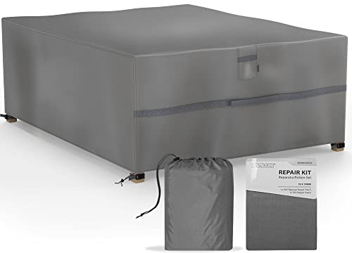 SANZARO Gartenmöbel Abdeckung für Loungemöbel Winterfest | RipStop-Technologie mit 600D Oxford Gewebe | 320g Reißfest und UV-Beständig | Wasserdichte Abdeckhaube für Outdoor Möbelsets 200x160x80cm