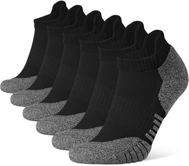 CLOSEMATE 6 Paia Calze Corte Calzini Sportive Uomo Donna Traspirante Cotonee in Spugna Corsa Crossfit Nero 47-50 XL