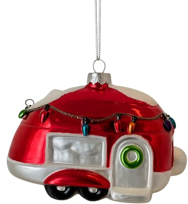 Christbaumkugel Wohnwagen - rot, 11,5cm lang Tannenbaumkugel Adventsdeko Camper Christbaumschmuck