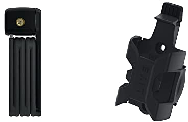 ABUS Faltschloss Bordo Lite 6055K - mit SR-Halterung - ABUS-Sicherheitslevel 7-85 cm, Schwarz & Fahrradschloss Halterung SH 6055K Bordo Lite - Schlosshalterung zum Transport des Faltschlosses, Schwarz