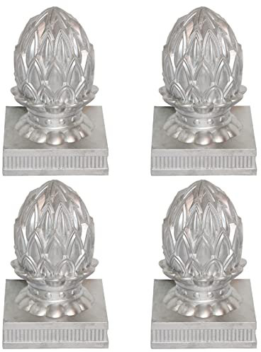 PUPAYA Capuchons pour Poteaux, 4 X Chapeau Poteau Bois en Forme De Carré en Aluminium Imperméable Et Antirouille Conception De Lotus,120x120mm