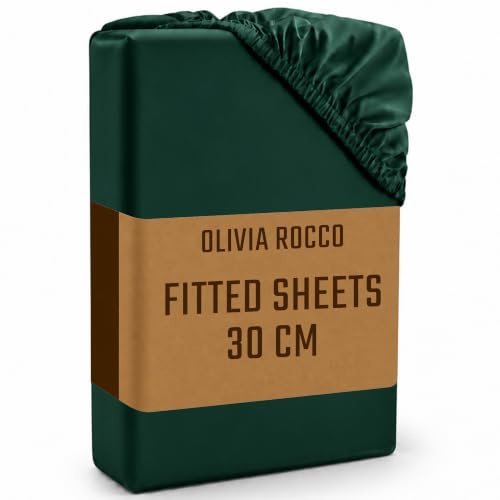 Olivia Rocco Plain Dyed Fitted Sheets Extra Deep Pocket 30cm Bottom Sheet
