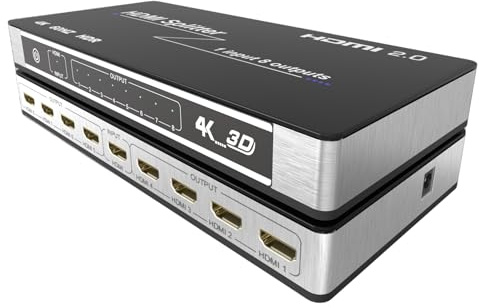 KAGO HDMI Splitter -1 in 8 Out TV Splitters Premium Quality High Resolutions Support HDMI 2.0, HDCP 2.2, 18 Gbps 4K@60Hz 2k@120Hz 36-Bit Deep Color UltraHD,Plug&Play