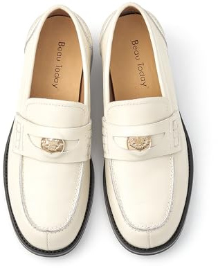 Beau Today Women's Genuine Leather Penny Loafers Driving Moccasins Slip-On Flats Shoes
