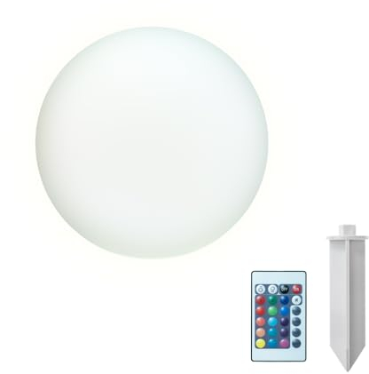 Hi-SHOCK LED Solarkugel mit Fernbedienung für Garten/Terrasse | Ø 30 cm | Solar-Kugelleuchte | Solarleuchte mit 16 Farben und Memory Funktion, kabellose Außenleuchte - IP54-3,7 V Akku 2000 mAh